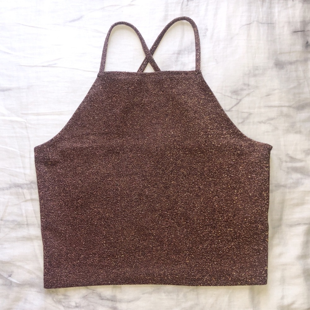 Glittery Halter Crop Top